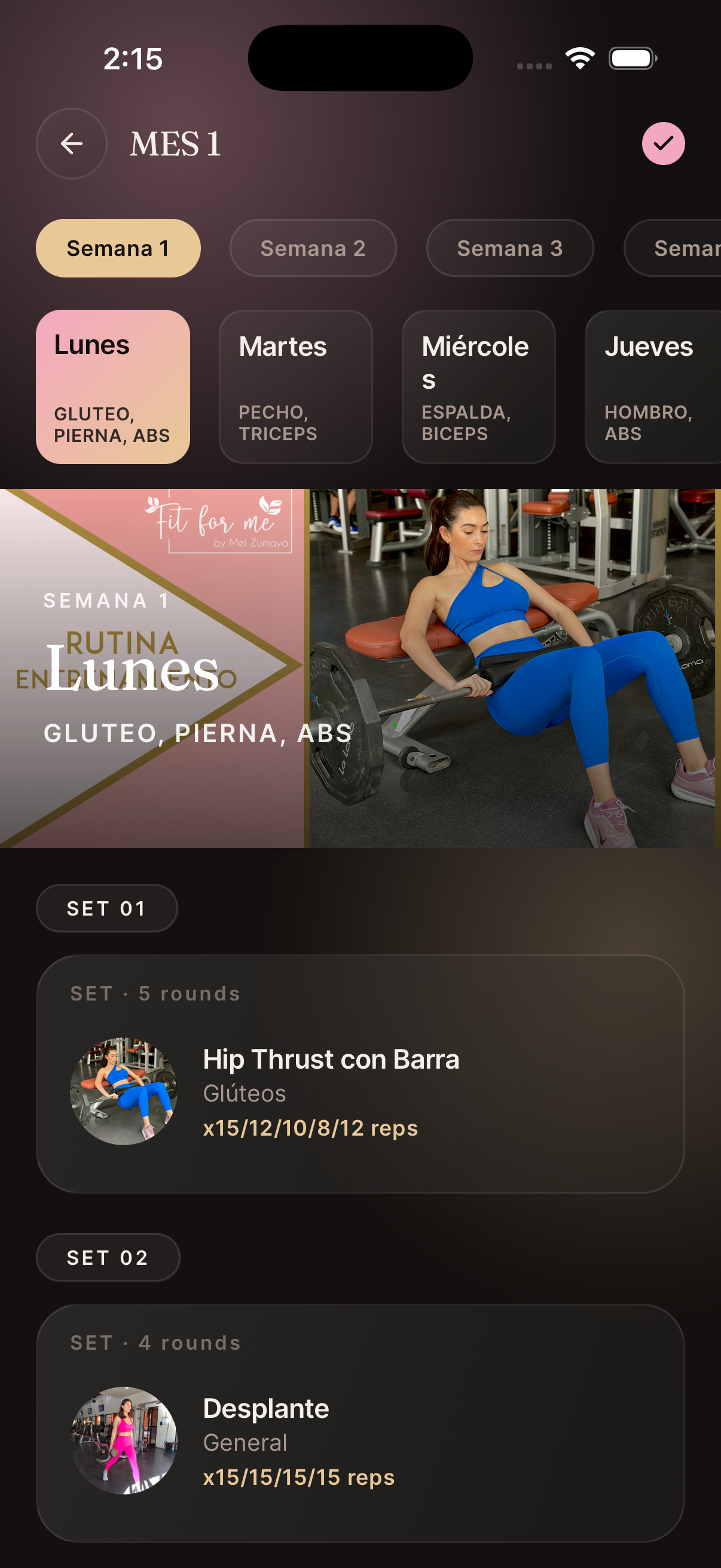 App FitForMe — Pantalla de progreso